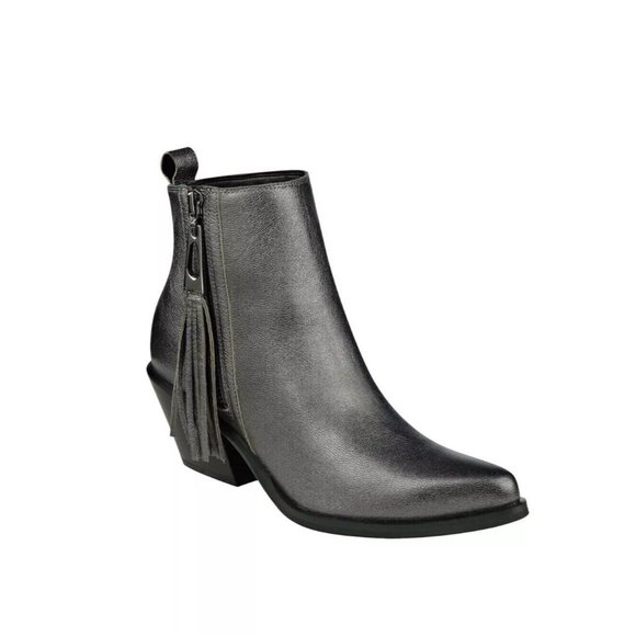 Guess Women’s Talza Booties In Pewter Leather Size 6.5 - Picture 3 of 4